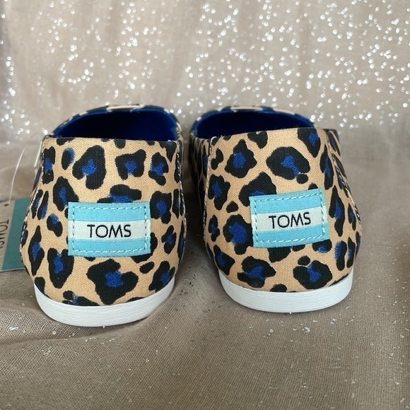 Brand New Toms Alpargata Beige Painted Blue Leopard Print Slip On Shoes Animal - Picture 9 of 15